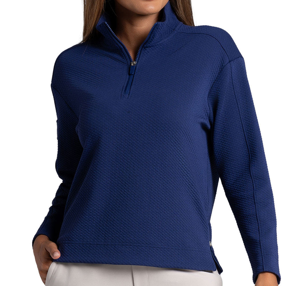 Women's Long Sleeve Mock Neck Top - Popcorn Stitch