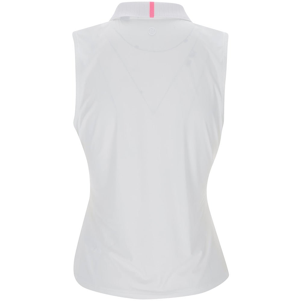 Women's Pleated Collar Silky Tech Nylon Sleeveless Polo