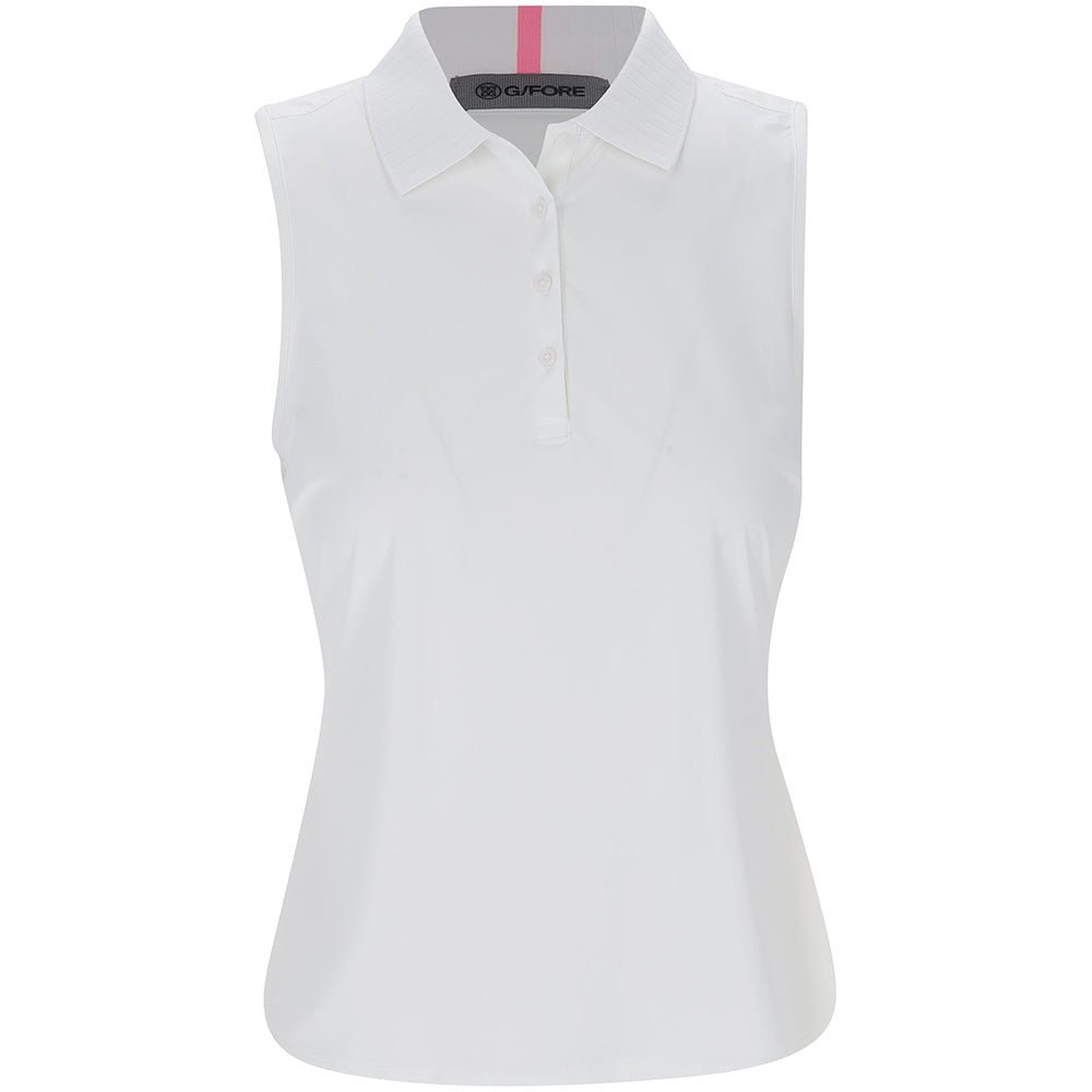 Women's Pleated Collar Silky Tech Nylon Sleeveless Polo